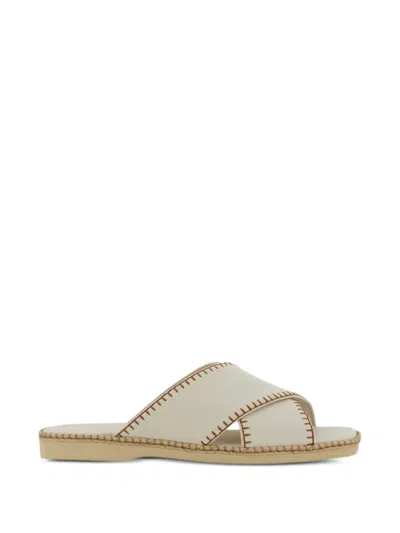 Hogan H660 Crossover Flat Sandals In Neutral