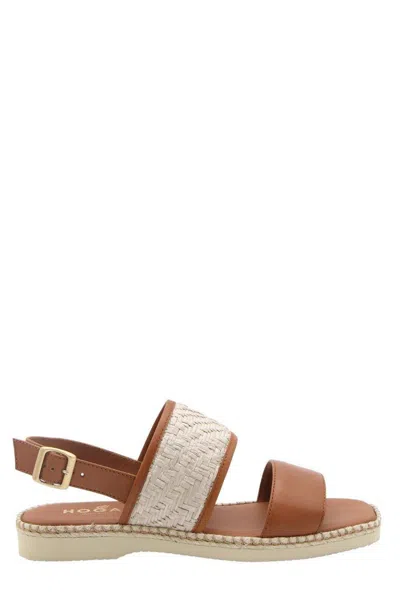 HOGAN H660 DOUBLE-STRAP WOVEN SANDALS