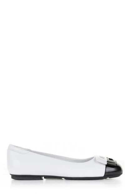 Hogan H661 皮质芭蕾平底鞋 In White