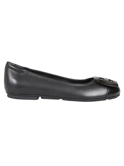 Hogan H661 Leather Flats With Rounded Toe In Black