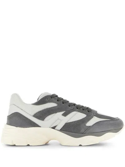 Hogan Leather Trainers With Chunky Rubber Sole In Grey