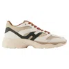 Hogan H665 Panelled Lace-up Sneakers In Brown