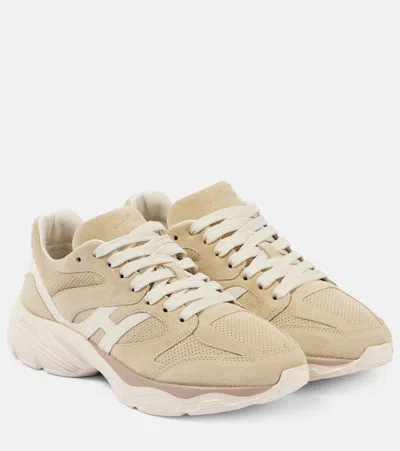 Hogan H665 Suede-trimmed Sneakers In Beige