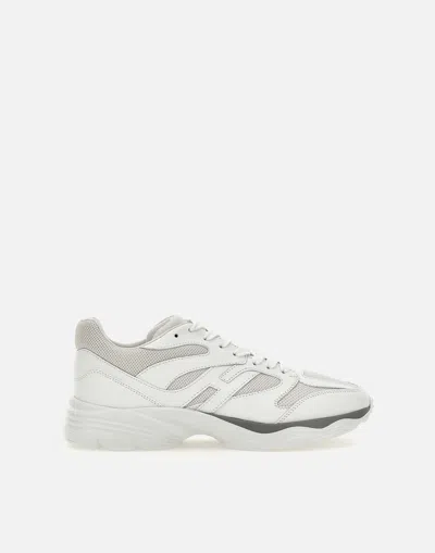 Hogan Allac Panelled Leather Sneakers In White