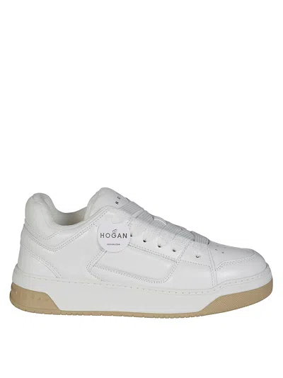 Hogan Lace-up Rubber Sole Sneakers With Perforated Toe Box In White
