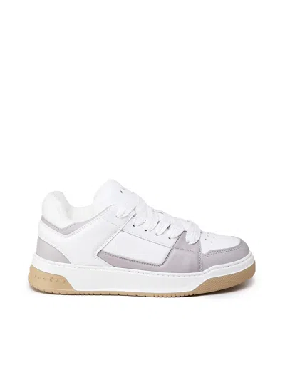 Hogan H667 Leather Sneakers In White, Grey