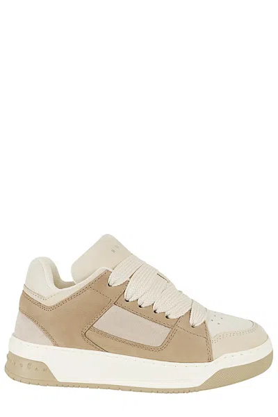 Hogan Brown Platform Lace Up Sneakers In Beige