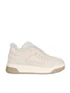 Hogan Round Toe Low-top Rubber Sole Sneakers In White