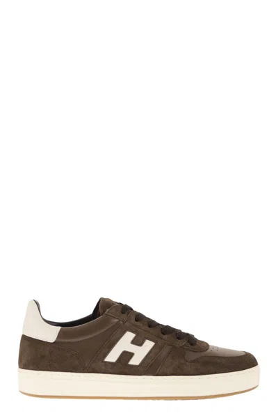Hogan Suede Logo-detail Sneakers In Brown