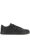 Hogan Leather Sneakers With Flat Sole And Perforated Toe Cap In Black