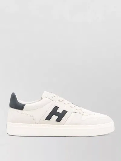 Hogan H668 Leather Sneakers Round Toe Sole In White