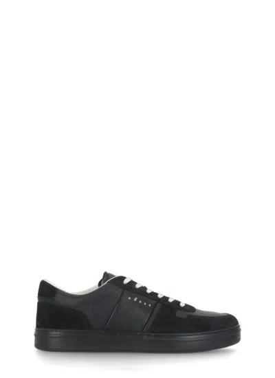 Hogan H-tv Smooth And Suede Leather Sneakers Shoes In Black