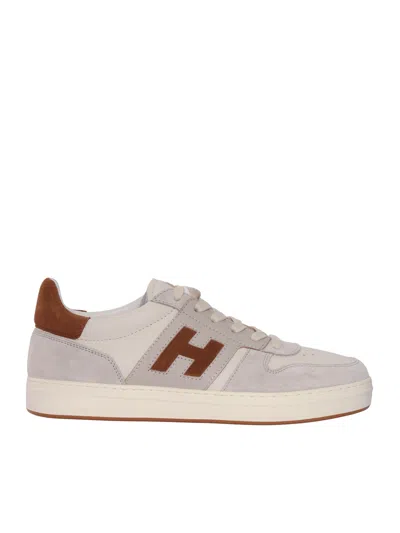 Hogan H668 Suede Contrast Logo Sneakers In Multi