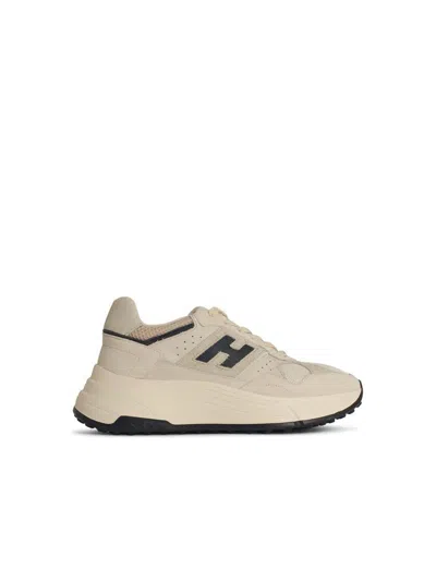 Hogan 'h669' Beige Leather Sneakers In Multicolor