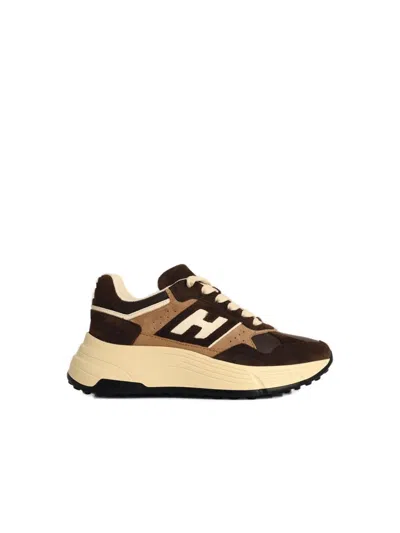 Hogan H669' Brown Leather Sneakers In Neutral