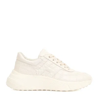 Hogan H669 Hi Fi White Coconut Leather Running Sneakers In Neutral