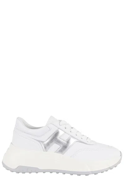 HOGAN H669 LACE-UP SNEAKERS WITH SILVER LOGO DETAIL