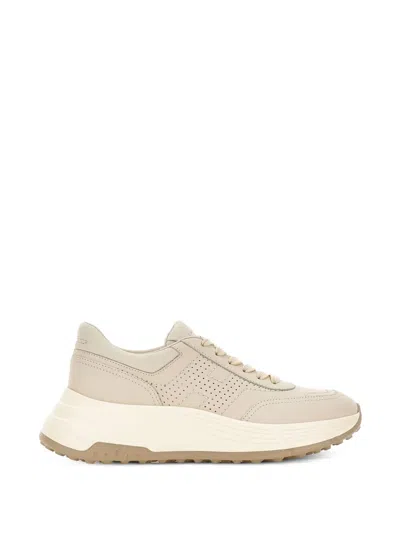 Hogan H669 Perforated Platform Sneakers In Neutral