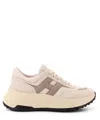 Hogan H669 Mesh And Suede Sneakers In Beige