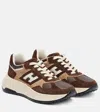 Hogan Leather Sneakers With Contrast Sole And Suede Panels In Silver