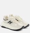 Hogan Low Top Leather Sneakers With Mesh Panels In Grey
