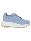 Hogan H669 Textured Cotton Sneakers With Sole In Blue