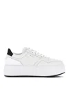 Hogan Leather Panelled Flatform Sneakers In White
