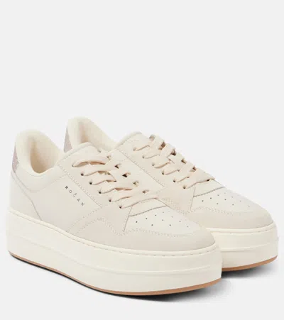 Hogan H670 Suede Platform Sneakers In Grey