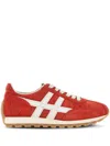 Hogan Suede Sneakers With Contrast Stripes And Rubber Sole In Orange