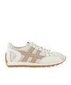 Hogan 86er Leather And Technical Fabric Sneakers In White