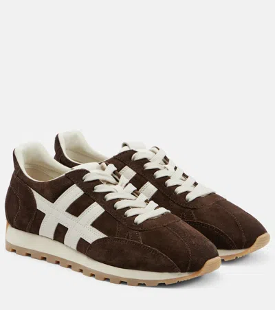 Hogan Low Top Sneakers Contrasting Stripes In Brown