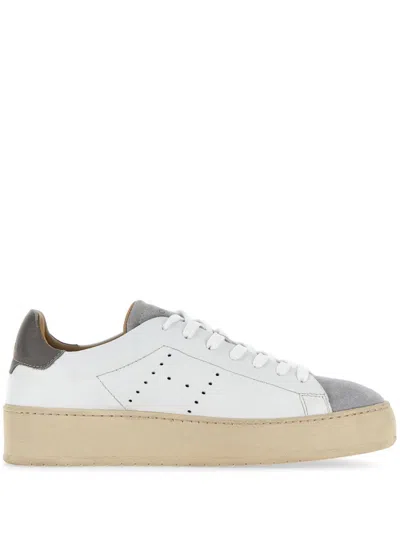 Hogan H672 Round Toe Lace-up Sneakers In White