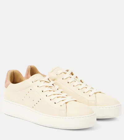Hogan H672 Lace-up Leather Sneakers In Nude