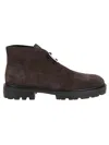 Hogan Brown Suede Ankle Boots With Toggled Tongue And Rubber Sole