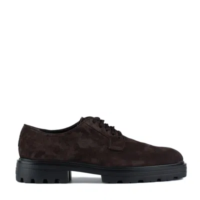 Hogan Stringata Marrone Camoscio Carroarmato In Brown