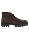 Hogan Brown Suede Ankle Boots With Toggled Tongue And Rubber Sole In Brown