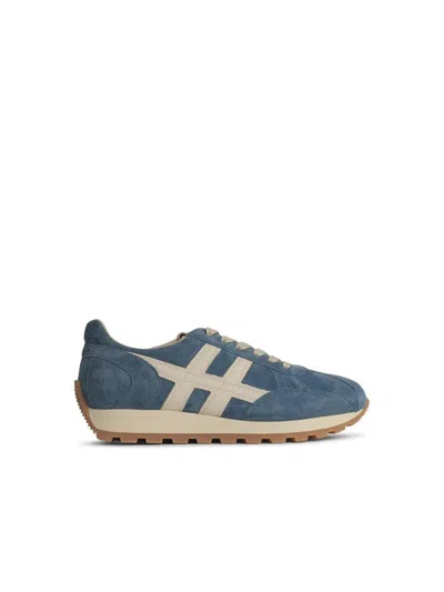 Hogan H673 Light Blue Leather Sneakers In Orange