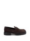Hogan Chunky Sole Round Toe Suede Finish Loafers In Brown
