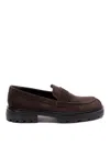 Hogan Chunky Sole Round Toe Suede Finish Loafers In Brown
