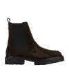 Hogan Suede Ankle Boots With Elastic Side Panels In Black
