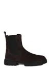 Hogan Suede Ankle Boots With Elastic Side Panels In Brown