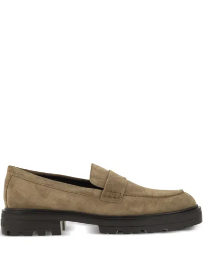 Hogan H673 Suede Moccasin With Carrarmato Bottom In Multi