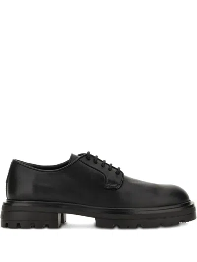 Hogan H673 Smooth Leather Derby Shoes In Black