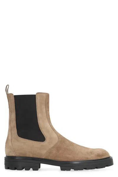 Hogan H673 Suede Chelsea Boots In Beige