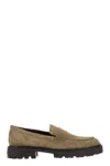 Hogan Men's H673 Suede Moccasin With Carrarmato Bottom Loafer In Beige