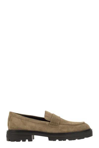 HOGAN HOGAN H673 SUEDE MOCCASIN WITH CARRARMATO BOTTOM