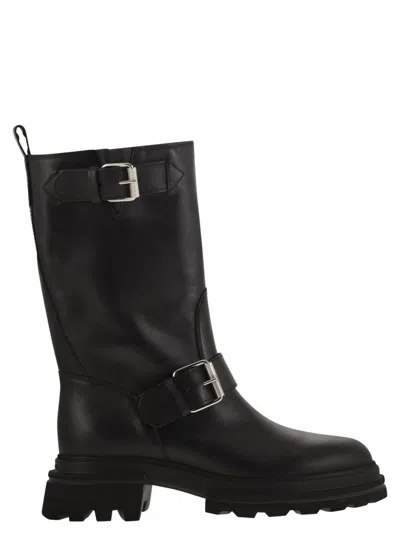 Hogan H674 - Leather Biker In Black