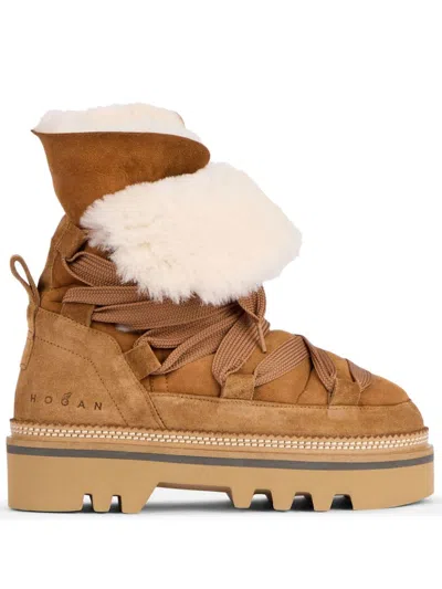 Hogan H675 Lace-up Boots In Brown