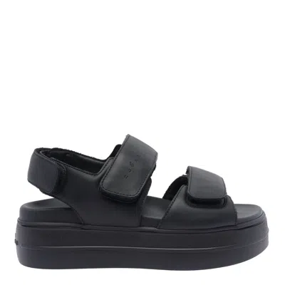 HOGAN HOGAN 'H680' BLACK LEATHER SANDALS