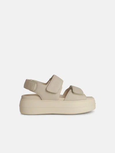Hogan 'h680' Black Leather Sandals In Ivory
